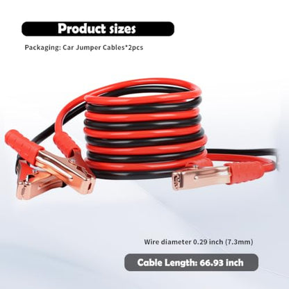 67" 150A Car Jumper Cables Heavy Duty,Automotive Battery Jumper Cables with Anti-Slip Alligator Clips,Essential Jumpers Cable Kit as Emergency Roadside Assistance Tool