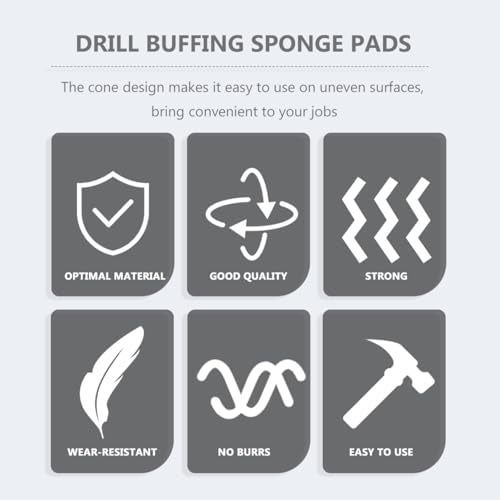 Garneck 3pcs Set Car Wheel Buffing Cone Polishing Sponge Pads in Sky, Amber, and Gold for Automotive Wheel Care with Drill Attachment