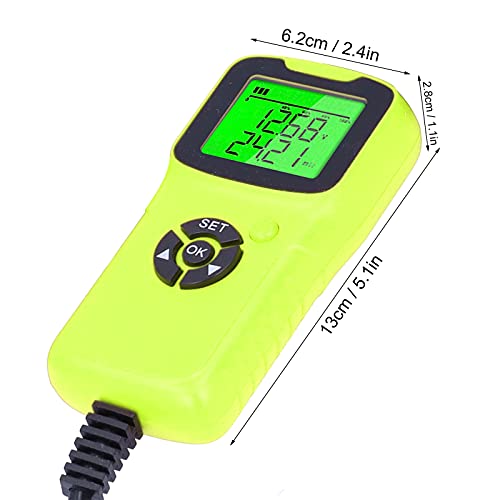A300 Digital Car Battery Tester, Automotive Battery Analyzer, LCD Display with Load Test System for 12V Batteries, Includes Heavy Duty Clamps and Beep Remind Function (Green) - color: Green