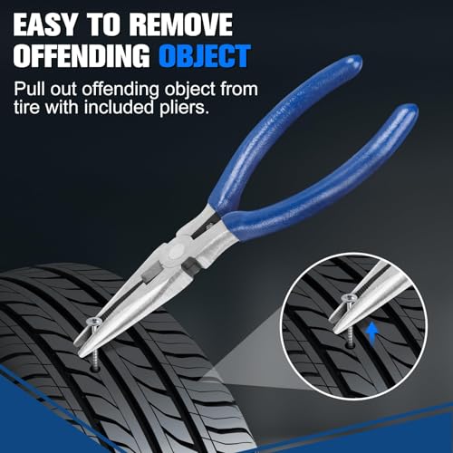 BETOOLL Tire Repair Kit, 35 Pcs Professional Heavy Duty Universal Emergency Flat Tire Repair Kit to Fix Punctures, for car Motorcycle, Truck, Golf Cart, ATV, Tractor, ARB, RV, SUV, Trailer etc.