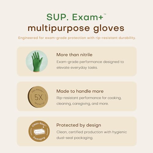 SUP Powder-Free Nitrile Exam Gloves, 100 Count Food Safe Latex-Free Disposable Gloves for Medical Lab Cooking Cleaning, Green - color: Large (Moss Green)
