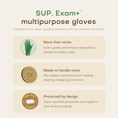 SUP Powder-Free Nitrile Exam Gloves, 100 Count Food Safe Latex-Free Disposable Gloves for Medical Lab Cooking Cleaning, Green - color: Smal (Moss Green)