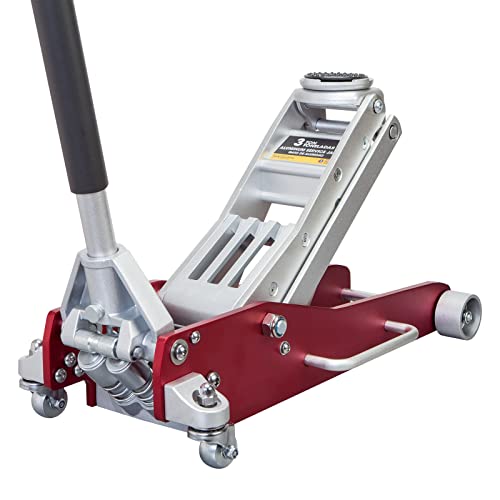 Big RED 3 Ton Floor Jack,Full Aluminum Ultra Lightweight Low Profile Car Jack with Dual Piston Quick Lift Pump,Hydraulic Racing Floor Jack for Vehicle,6,000 lb Capacity,Red,TAM830003XL - size: 3 Ton RED, style: Aluminum