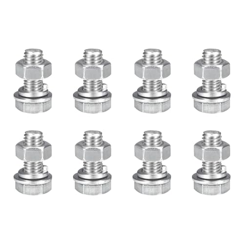 uxcell M8 x 20mm Hex Head Screws Bolts, Nuts, Flat & Lock Washers Kits, 304 Stainless Steel Fully Thread Hexagon Bolts 8 Sets - size: M8 x 20mm
