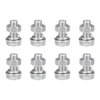 uxcell M8 x 20mm Hex Head Screws Bolts, Nuts, Flat & Lock Washers Kits, 304 Stainless Steel Fully Thread Hexagon Bolts 8 Sets - size: M8 x 20mm