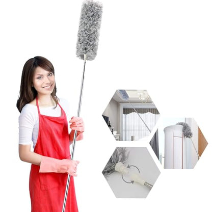UIMO Microfiber Ceiling Fan Cleaner with 30–100" Telescopic Pole | Extendable Duster for High Ceilings and Fans, Bendable Washable Head, Reusable Cleaning Tool for Furniture, Cars, Keyboard - color: White