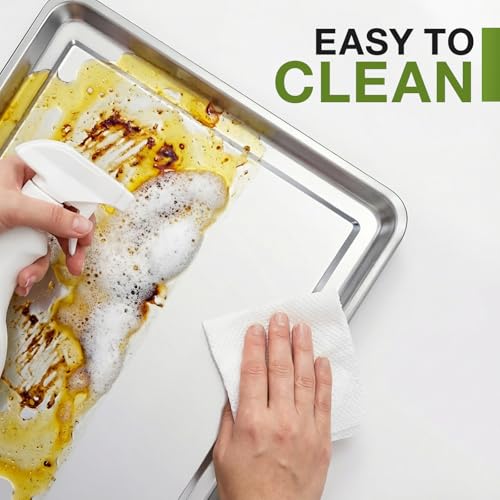 Oil Drip Pan Set – 2pcs Large 31.5 × 19.7 × 1 in Stainless Steel Pans with Gloves – Heavy Duty 410 Oil Drip Pans to Keep Floors Clean for Under Car & Garage Use - size: 31.5 × 19.7 × 1 in-2PCS