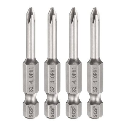 HARFINGTON 4pcs #1 Phillips Screwdriver Bit PH1 1/4" Hex Shank 2" (50mm) Long 0.16" Rod Magnetic Cross Head Drill Bits S2 Steel Industrial Screw Driver for Electric Power Tools, Gray - size: PH1 x 2" x 0.16"