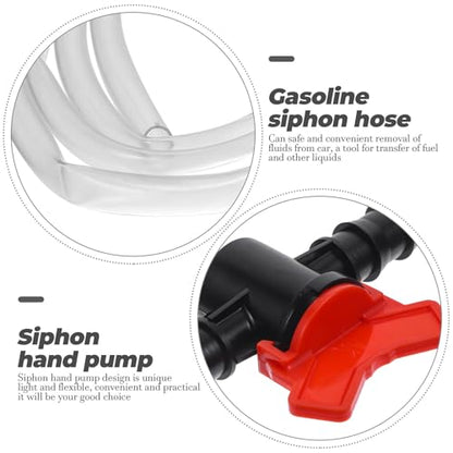 MERRYHAPY Hand Pump Fuel Transfer Siphon Pump Kit with 2M Hose, 4 Buckles and Flow Valve, Manual Gasoline and Diesel Siphon for Automotive, Fish Tank, and Liquid Transfer