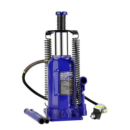 20 Ton Pneumatic Air Hydraulic Bottle Jack with Manual Hand Pump Heavy Duty Auto Truck Travel Trailer Repair Lift (Blue-20 Ton) - color: Blue-20 Ton