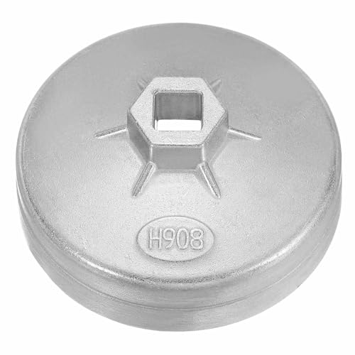 HARFINGTON Oil Filter Cap Wrench 15 Flute 91mm Inner Dia 1/2" Square Drive Aluminum Cup Type Drive Metric Oil Filter Socket Removal Tool for Engine Conduit Fittings - size: 91 x 43 mm