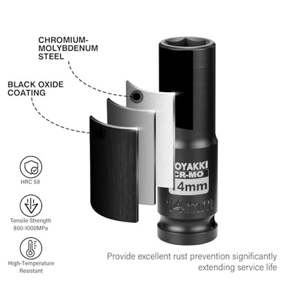 1/2" Drive 14mm Deep 6 Pt CR-MO Metric Impact Socket for Axle Nuts - size: 14mm, style: 1/2" Drive Deep