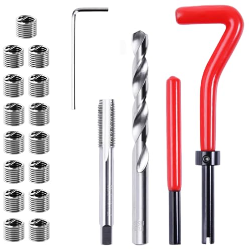 20 Piece M10 x 1.5mm Thread Repair Insert Kit, Stainless Steel Thread Repair Kit Helicoil Coil Compatible Hand Tool Set for Auto Repair - size: M10 x 1.5