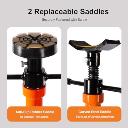 Underhoist Support Stand, 1-Ton Capacity, 3-Section Adjustable Height 34.8'' to 70.9'', Self-Locking Threaded Screw with Thrust Bearing Pole Jack, 2 Replaceable Saddles for Vehicle Component Support