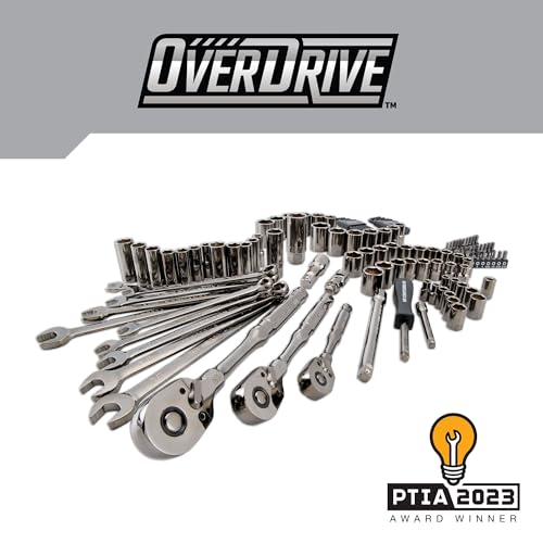 CRAFTSMAN OVERDRIVE 121-Piece Gunmetal Chrome Mechanics Tool Set, Standard SAE/Metric Socket Set, with Hard Case (CMMT99121L)