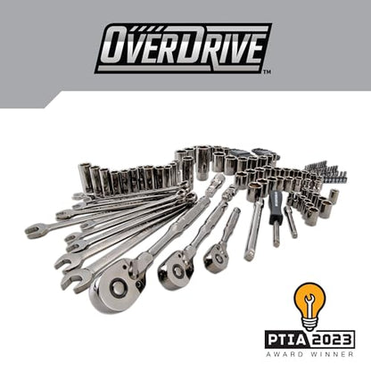 CRAFTSMAN OVERDRIVE 121-Piece Gunmetal Chrome Mechanics Tool Set, Standard SAE/Metric Socket Set, with Hard Case (CMMT99121L)