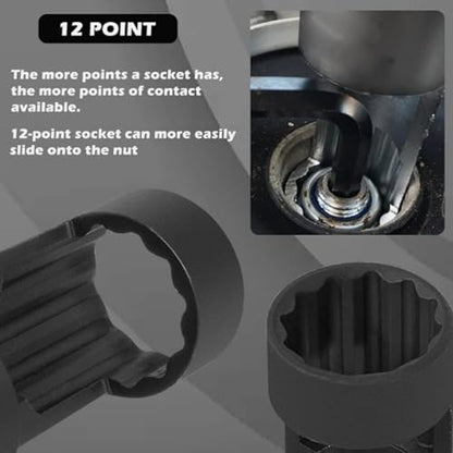 Strut Nut Socket, 6 Pcs Suspension Strut Nut Socket Tool 16-24mm 1/2 Inch Drive 12 Point Shock Absorber Removal Tool Kit