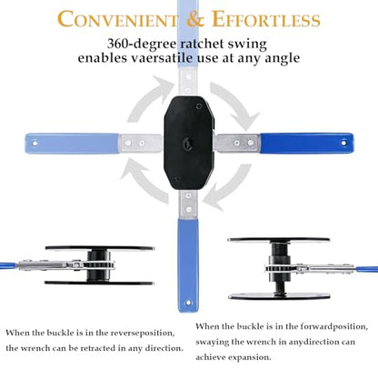 Brake Caliper Compression Tool with 4 Hooks & Blue Grip - Caliper Piston Compressor Tool, Brake Pad Spreader for Single/Twin/Quad Piston Disc Brake Repair