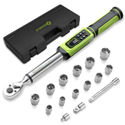 3/8" Digital Torque Wrench-1.5-99.6Ft.Lb for Car Motorcycle Repair | Electronic Torque Wrench 3/8 Drive(2-135N.m),Vibration Buzzer LED Indicator,±2% Accuracy Five Units for Bike Tire Auto Repair - style: 3/8" 1.5-99.6 Ft.Lb Set
