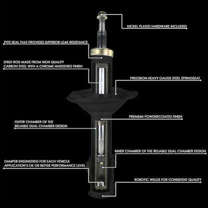 Auto Dynasty Pair of Front Coil Spring Shock Strut Mount Assembly and Rear Struts Shock Absorber Compatible with Toyota FJ Cruiser Tacoma 4Runner 2003-2018, Matte Black Powdercoat