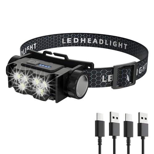 2-Pack Head Lamp, LED Magnetic Headlight with Type-C Charging, Black