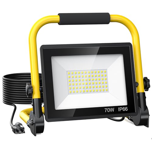 10000 Lumen LED Work Light: Portable Work Light with 6FT Cord - IP66 Waterproof Flood for Indoor/Outdoor Job Site Workshop Construction Garage Lighting, Tool Gifts for Men, Dad, Him - style: 1 Head
