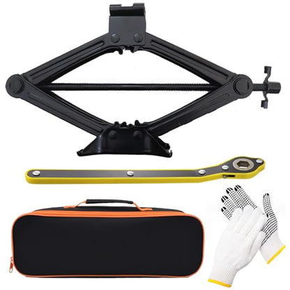 Scissor Jack Kit 4409 lbs 2 Ton Car Lift Quick Jack (Ratchet Wrench) | Heavy Duty Scissor Jack for Car Universal Portable Jack Stand Tire Change Kit Bag for Auto Suv Mpv Truck
