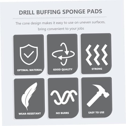 balacoo 3pcs Set Car Wheel Buffing Pads Cone Polishing Sponge Auto Wheel Care Tool for Drill Buffing and Polishing in Automotive Maintenance (Multicolor)