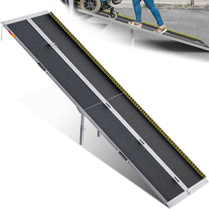 VNN Portable Wheelchair Ramp 10FT, Seamless Non-Slip Aluminum Ramps for Wheelchairs for Home, Wheelchair Ramps for Home Steps, Aluminum Loading Dock Plates, Black - size: 10FT (Usable height 10-30 inch)