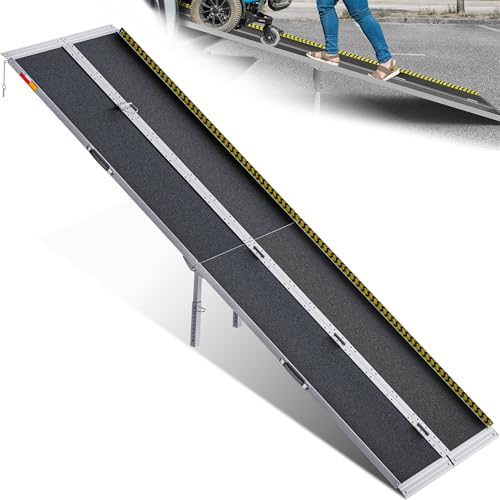 VNN Portable Wheelchair Ramp 10FT, Seamless Non-Slip Aluminum Ramps for Wheelchairs for Home, Wheelchair Ramps for Home Steps, Aluminum Loading Dock Plates, Black - size: 10FT (Usable height 10-30 inch)