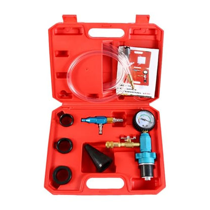 Coolant Vacuum Refill Set Multipurpose Coolant Fill Gadgets Coolant Pressure Tester with Adapter Hoses for Vehicle, Red Storage Case