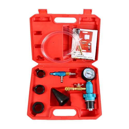 Coolant Vacuum Refill Set Multipurpose Coolant Fill Gadgets Coolant Pressure Tester with Adapter Hoses for Vehicle, Red Storage Case