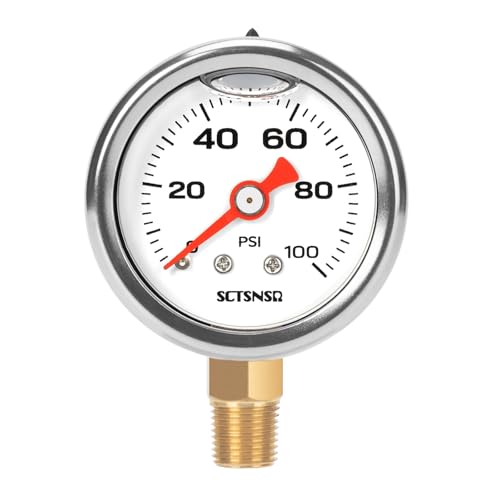 0-100 Psi Fuel Pressure Gauge, 1.5" Dial Size, 1/8" NPT Lower Mount, Stainless Steel Case, Glycerin Liquid Filled, Inline Low Pressure Gauge, for Oil Water Air Pressure Test - size: 0-100 Psi, style: Lower Mount