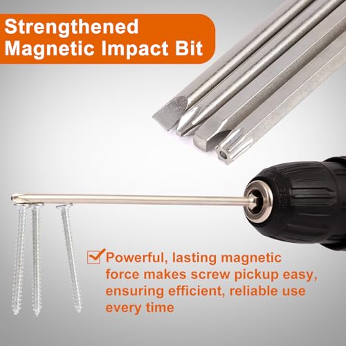 Wayona 30 Pcs Assortment Screwdriver Bit Set Portable 6 Inch Long Torx Bit Set S2 Alloy Steel Magnetic Allen Wrench Drill Bit Set Impact 1/4 Hex Shank Bit Set for DIY Home Use - size: 6 Inch Long