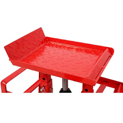 Car Ramps 2 Pack, Heavy Duty Steel Hydraulic High Lift Service Vehicle Ramps with Pedal, 5 Ton Low Profile Hydraulic Car Ramps with Support Jack for DIY Auto Beauty,Red - color: Red