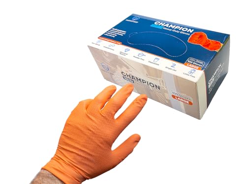 8 Mil Orange Nitrile Gloves Mechanic Grade, Oil & Chemical Resistant, Heavy-Duty Disposable for Auto Repair - size: Small