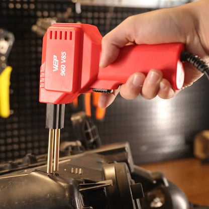 WEP 960-V85 High Power Plastic Welder Kit with LED Lights with 200 Hot Staples and Pliers for Thick Plastic Car Bumper Plastic Welding, Plastic Gas Tank Repair, a Great Automotive Tools for Mechanics