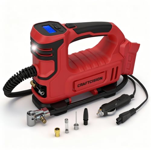 Tire Inflator Portable Air Compressor Compatible with Milwaukee M18 Battery Air Pump with Digital Pressure Gauge, Built-In Deflation Valve for Cars Bikes Balls (Battery Not Included)