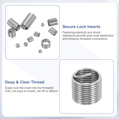 PATIKIL Wire Thread Inserts 3/8-24 UNF 1.5D 14.2mm, 20Pcs 304 Stainless Steel Helical Coiled Wire Screw Threaded Sleeve Sheath for Mechanical Equipment Automotive Repairs - size: 3/8-24 UNF, 14.2mm