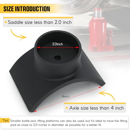 PTNHZ Steel Bottle Jack Adapter Lifting Axle Saddle for 4 Inch Tube Black - size: 4"