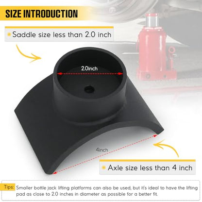 PTNHZ Steel Bottle Jack Adapter Lifting Axle Saddle for 4 Inch Tube Black - size: 4"