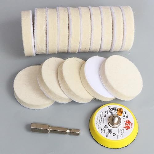 2 Inch Wool Felt Polishing Pad Buffing Wheel Set,Drill Polishing Kit for Metal Glass Stone (17)