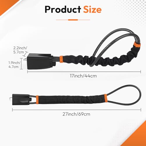 Car Steering Wheel Lock, 2PC Car Anti Theft Device, Seat Belt Lock | Thickened Steel Wire, Max 17” Locking Length, Easy Storage, 3 Keys per set, Fits Most Vehicles, Trucks, SUVs, Vans - color: Black and Black