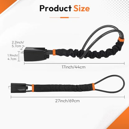 Car Steering Wheel Lock, 2PC Car Anti Theft Device, Seat Belt Lock | Thickened Steel Wire, Max 17” Locking Length, Easy Storage, 3 Keys per set, Fits Most Vehicles, Trucks, SUVs, Vans - color: Black and Black