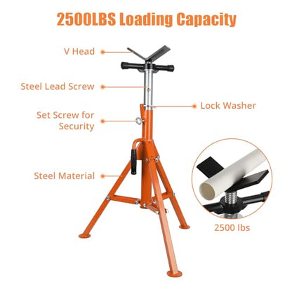 Heavy-Duty Pipe Jack Stand, 2500 lb Load Capacity, Adjustable Height 28"–52", Folding Steel Pipe Support Stand with Wide Stable Base for Welding, Automotive Repair, Construction & Fabrication Projects - size: 2500lbs(Orange)