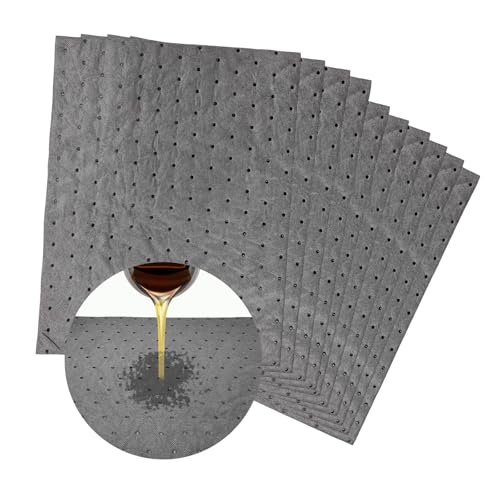 10 PCS Oil Absorbent Pads, 13" x 10" Reusable High Absorbency Polypropylene Oil Spill Mats, Universal Liquids Absorbing Pads Spill Control Supplies for Automotive Workshop - color: 10 PCS