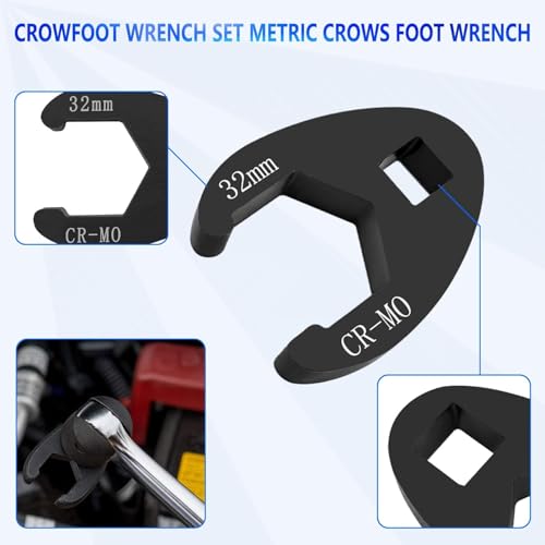KTPROT 20PC 3/8” and 1/2” Drive Jumbo Crowfoot Flare Nut Wrench Set | Metric Tool 8 to 32 mm Sizes,Flare Nut Wrench set for 3/8in and 1/2in Drive Ratchet - color: 20pcs