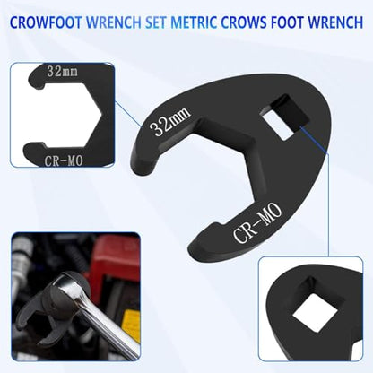 KTPROT 20PC 3/8” and 1/2” Drive Jumbo Crowfoot Flare Nut Wrench Set | Metric Tool 8 to 32 mm Sizes,Flare Nut Wrench set for 3/8in and 1/2in Drive Ratchet - color: 20pcs