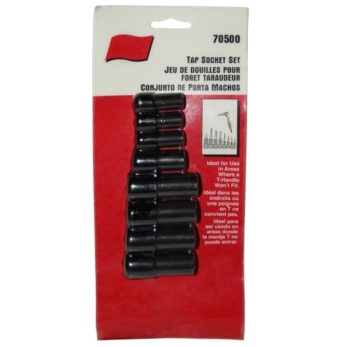 70500 Tap Socket Set for Lisle, 8 Sockets Tap Socket Tools for 1/4" & 3/8" Drive, fits MCTI Standard Taps through 1/2", 1/8" NPT Taps and Metric Taps to 12mm