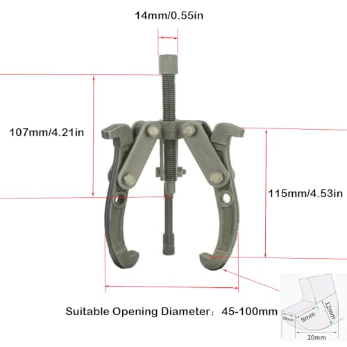 3 Jaw-4" Gear Puller,3 Jaw Puller for Pulley Gear Bearing Flywheel Removal(4in) - size: 4in